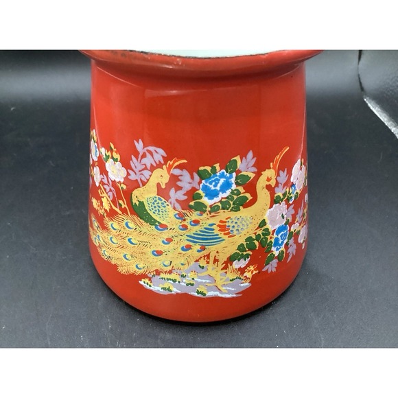 Vtg Turkish Enamelware Coffee Pot / Long Handled‎ Dipper Ladle Pouring Vessel - Picture 3 of 6